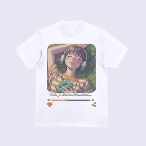 White Graphic T-Shirt with Headphone Design